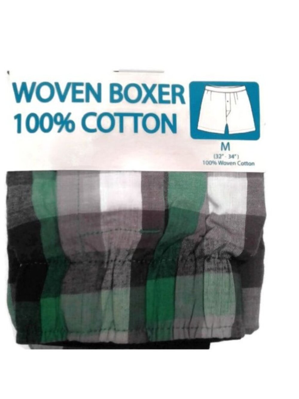 Pico S 28 30 Men's woven boxer shorts plaid Green 100% Cotton Black Gray NEW